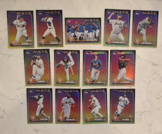 2024 Topps Series 2 Fireworks Holiday Team Set New York Mets Baty Alvarez plaque