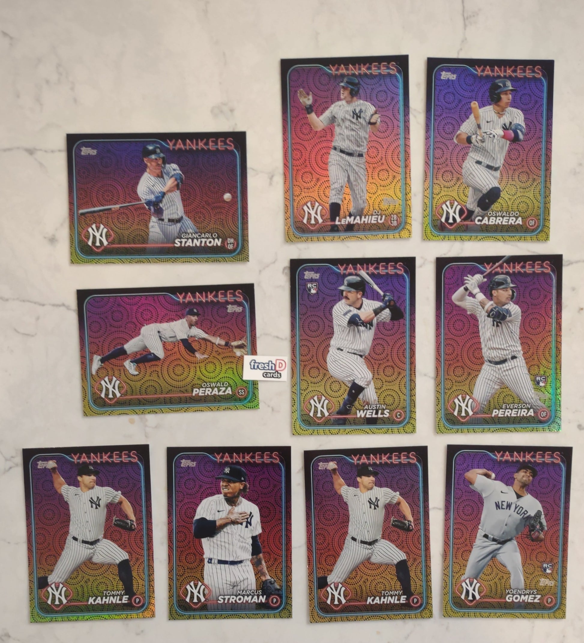 2024 Topps Series 2 Summer Holiday Team Set New York Yankees  Stanton Austin Wells RC plaque