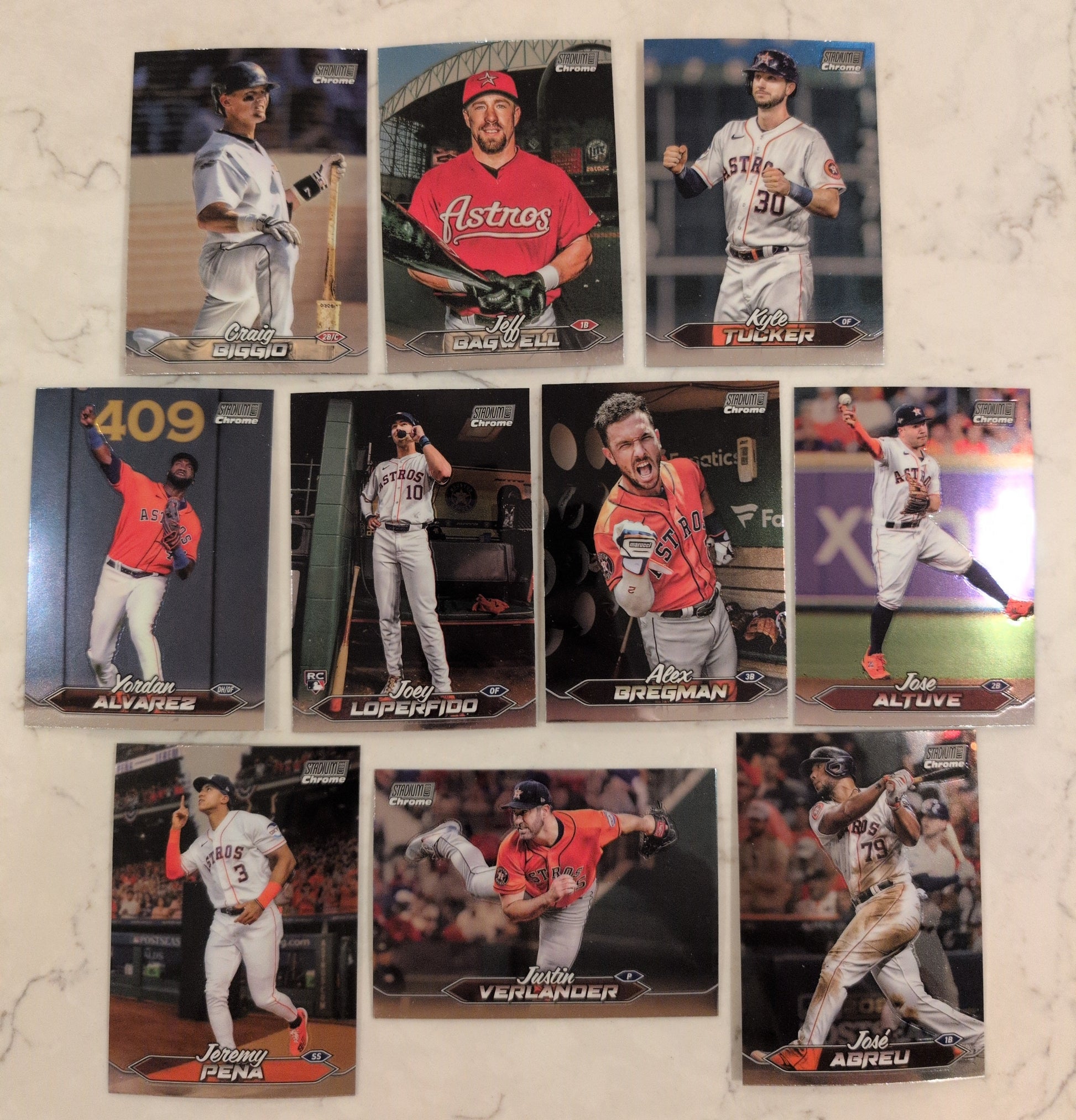 2024 Topps Stadium Club CHROME Team Set (10) Houston Astros Bregman Bagwell Biggio plaque