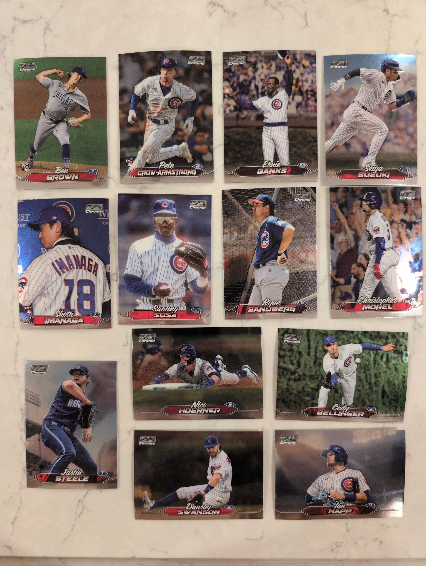 2024 Topps Stadium Club CHROME Team Set (13) Chicago Cubs Imanaga PCA Banks Sandberg plaque