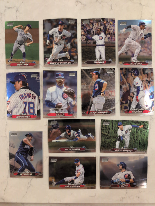 2024 Topps Stadium Club CHROME Team Set (13) Chicago Cubs Imanaga PCA Banks Sandberg plaque