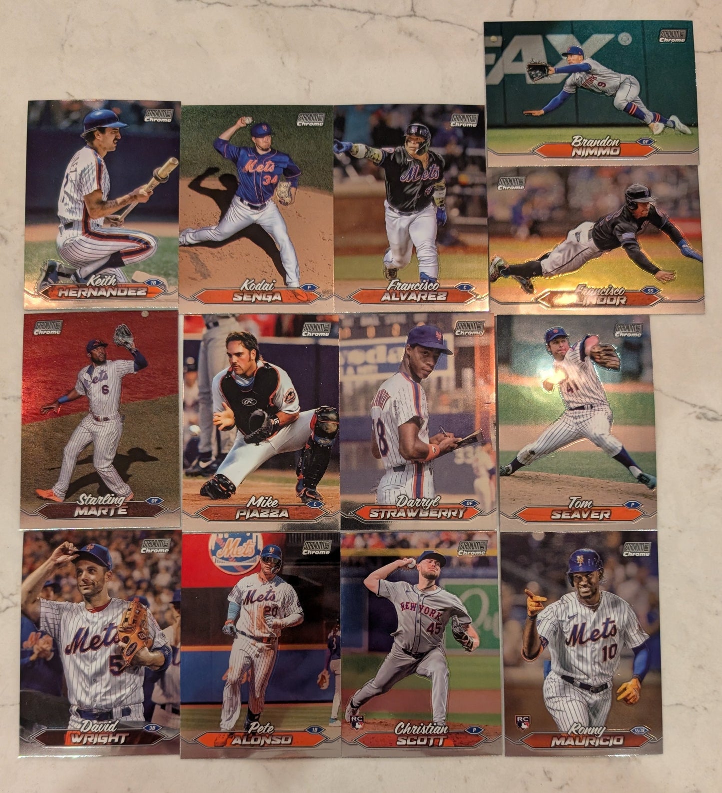 2024 Topps Stadium Club CHROME Team Set (13) New York Mets Alonso Lindor Seaver plaque