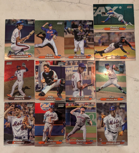 2024 Topps Stadium Club CHROME Team Set (13) New York Mets Alonso Lindor Seaver plaque