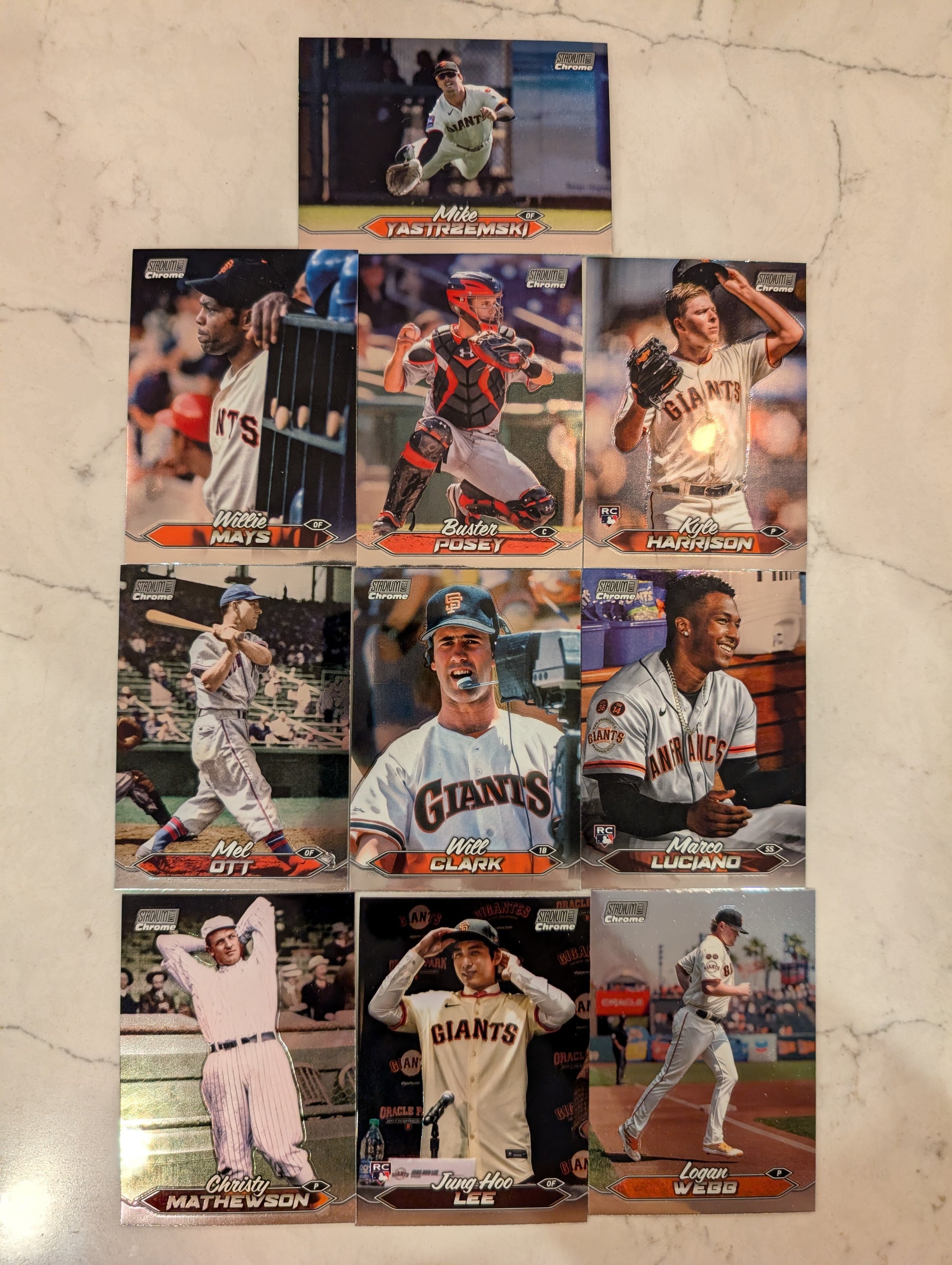 2024 Topps Stadium Club CHROME Team Set (13) San Francisco Giants Posey Will Clark Lee plaque