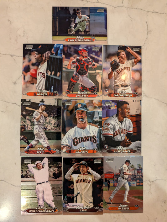 2024 Topps Stadium Club CHROME Team Set (13) San Francisco Giants Posey Will Clark Lee plaque