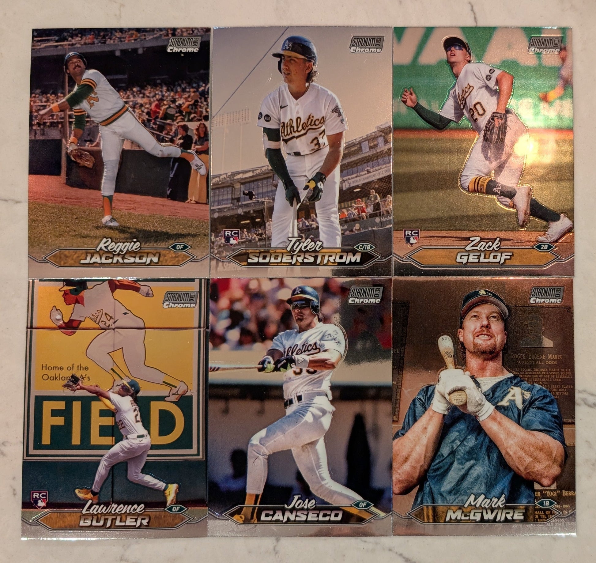 2024 Topps Stadium Club CHROME Team Set (6) Oakland A's McGwire Canseco Reggie Jackson plaque