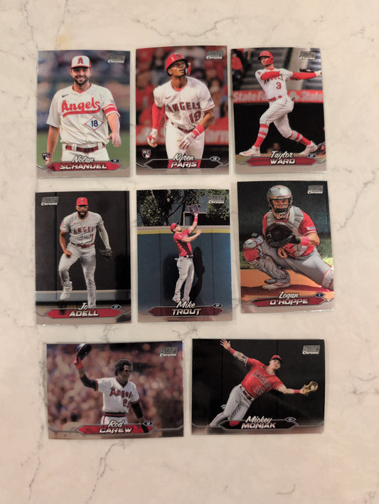2024 Topps Stadium Club CHROME Team Set (8) LA Angels Mike Trout Rod Carew plaque