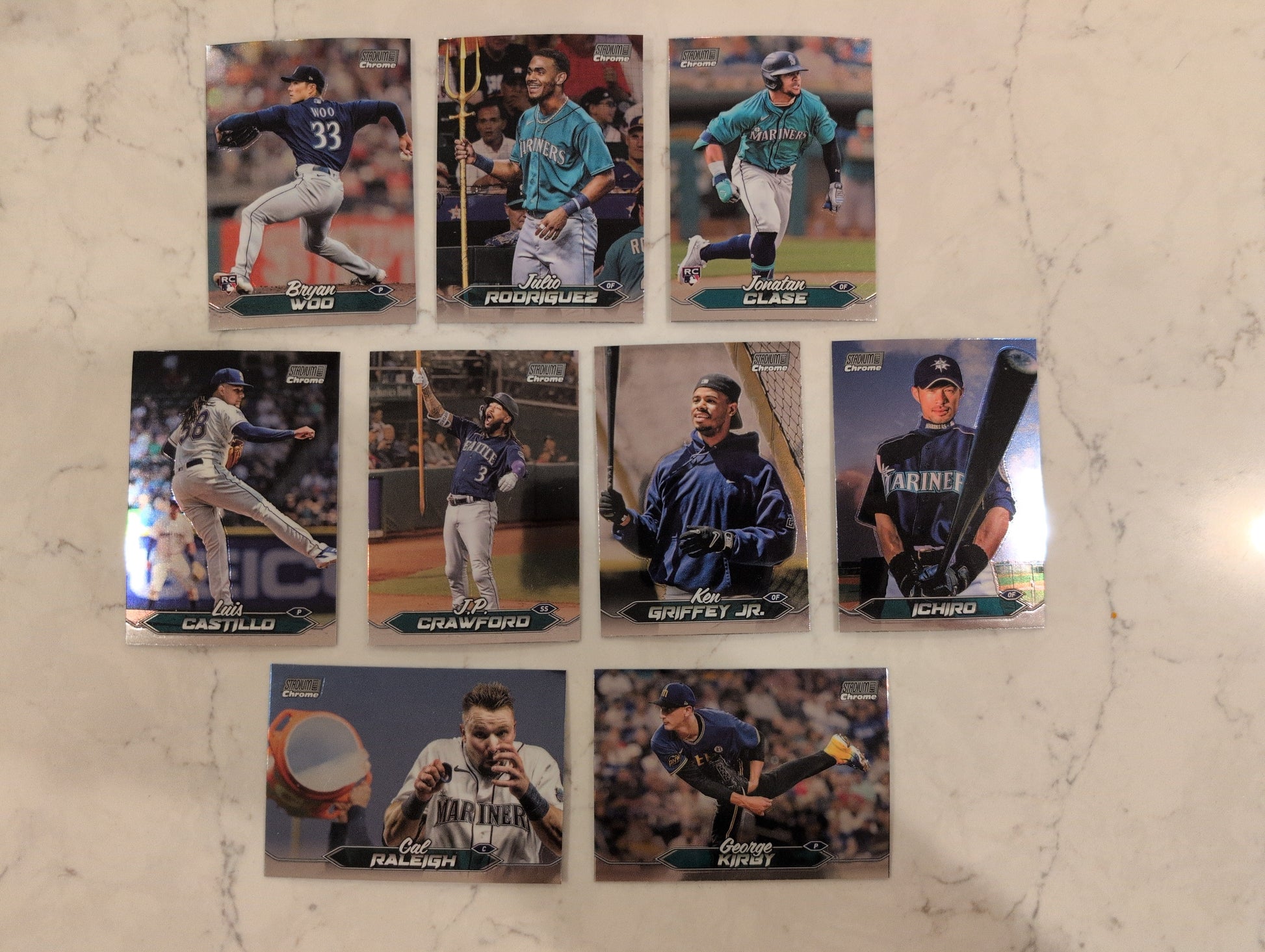 2024 Topps Stadium Club CHROME Team Set (9) Seattle Mariners Ichiro Ken Griffey Clase plaque