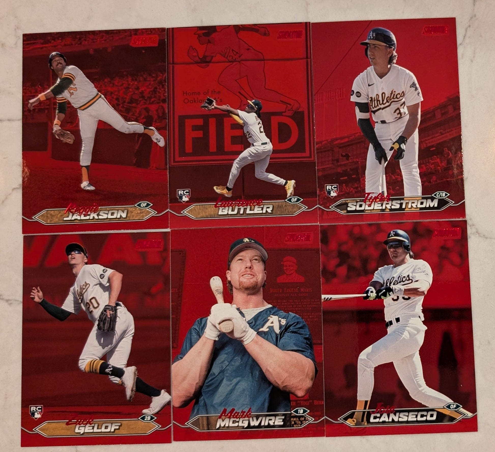 2024 Topps Stadium Club RED FOIL Team Set (6) Oakland A's McGwire Canseco Reggie Jackson plaque