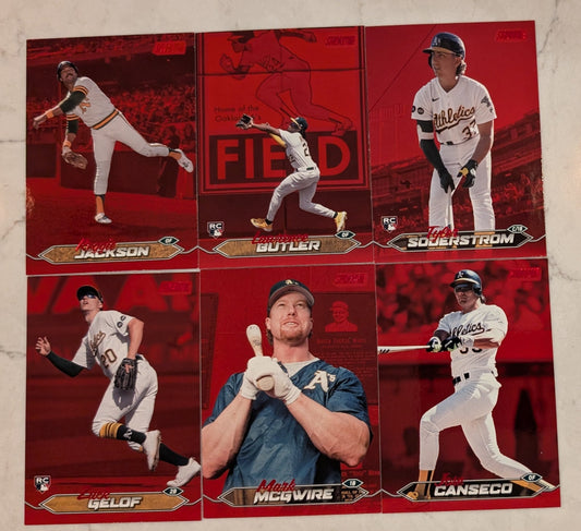 2024 Topps Stadium Club RED FOIL Team Set (6) Oakland A's McGwire Canseco Reggie Jackson plaque