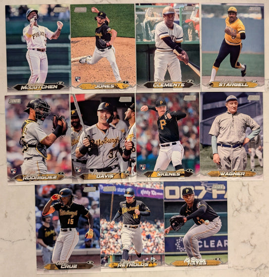2024 Topps Stadium Club Team Set (11) Pittsburgh Pirates Paul Skenes RC 237 Clemente plaque