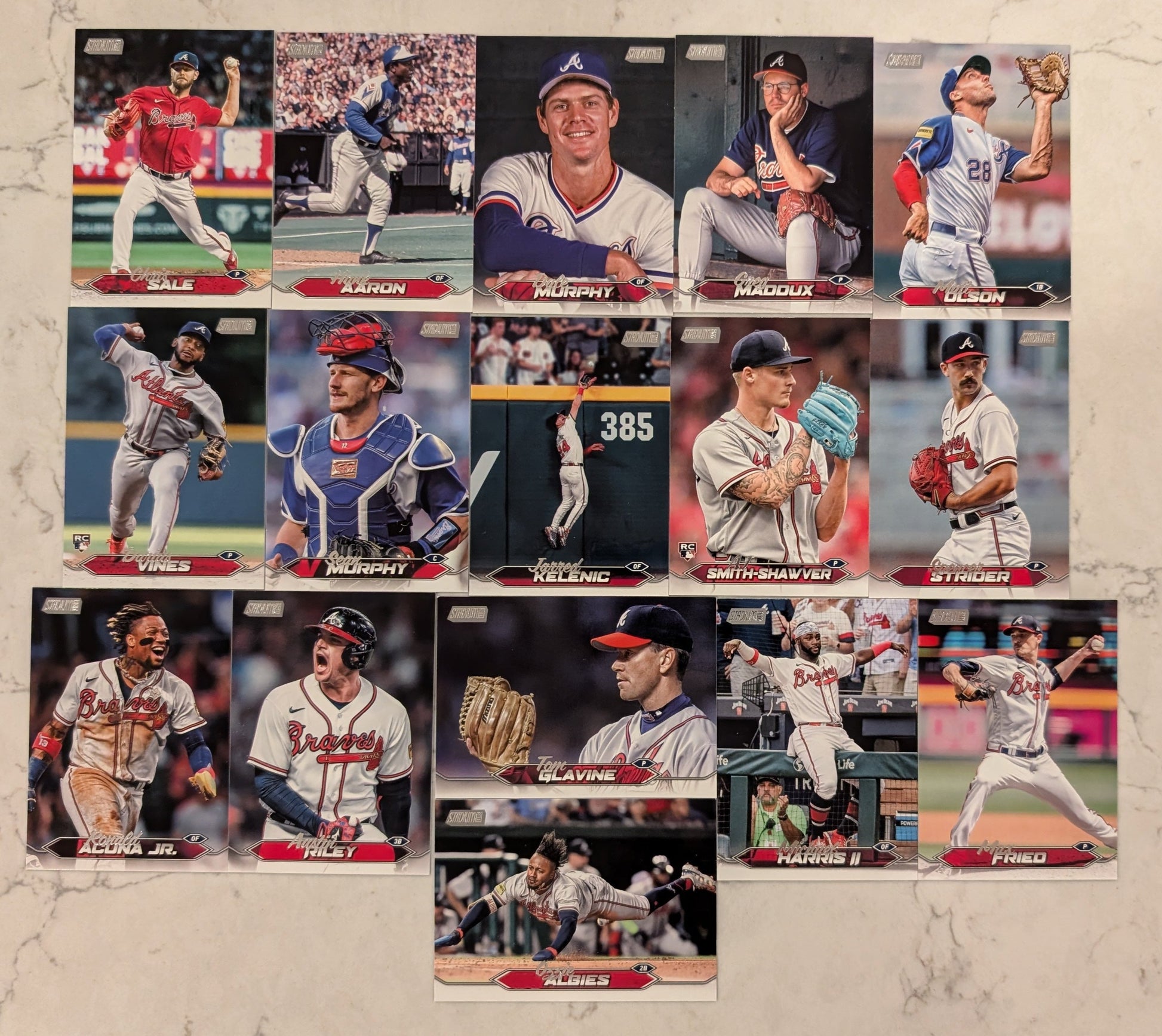 2024 Topps Stadium Club Team Set (17) Atlanta Braves Acuna Strider Chipper plaque