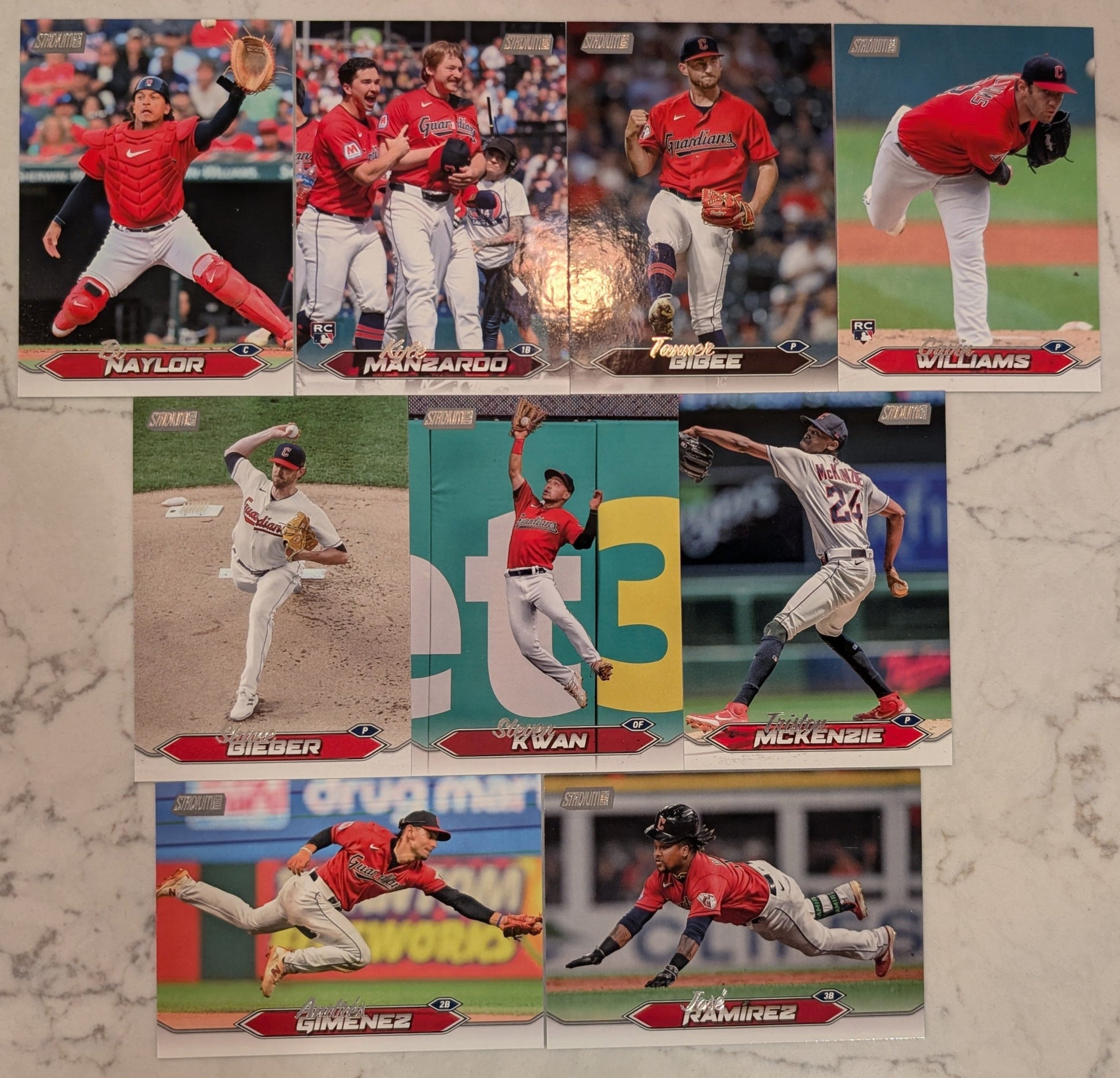 2024 Topps Stadium Club Team Set (9) Cleveland Guardians Manzardo Kwan JRam plaque