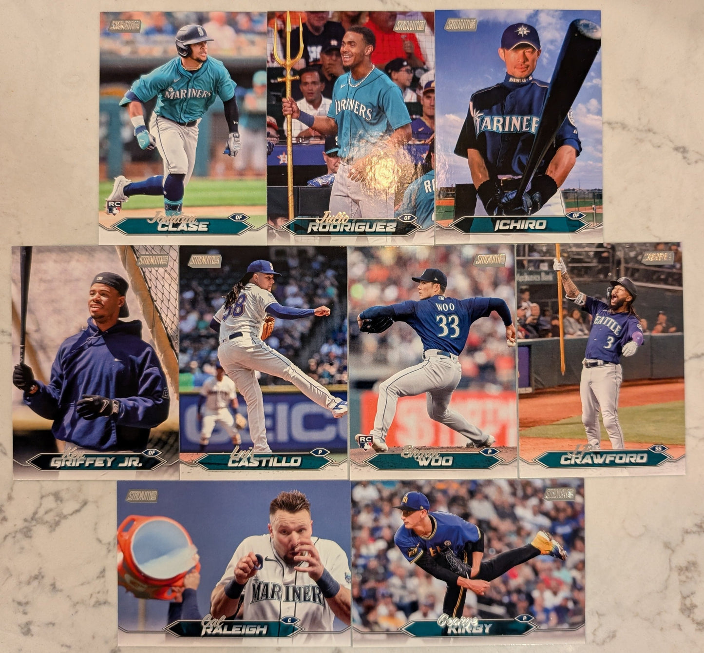 2024 Topps Stadium Club Team Set (9) Seattle Mariners Ichiro Ken Griffey Clase plaque