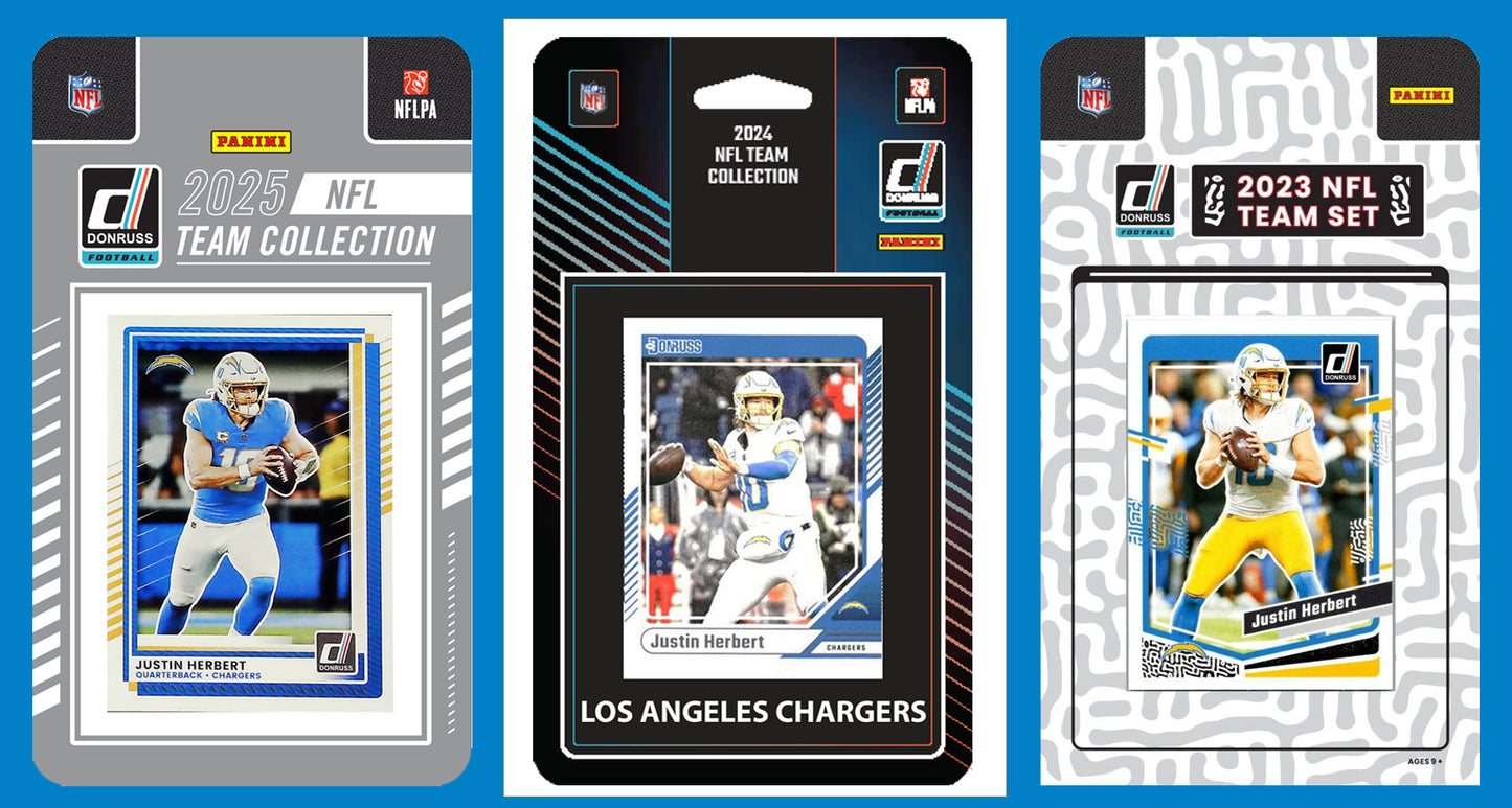 2025 2024 2023 Donruss NFL Factory Sealed Team Set 3 Pack Los Angeles Chargers Justin Herbert