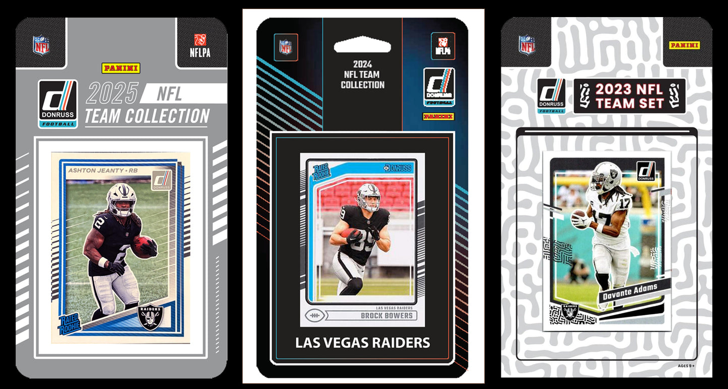 2025 2024 2023 Donruss NFL Factory Sealed Team Set 3 Pack Las Vegas Raiders Bowers Jeanty