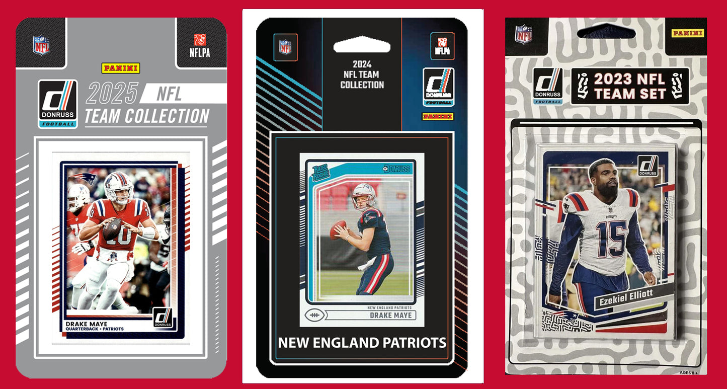 2025 2024 2023 Donruss NFL Factory Sealed Team Set 3 Pack New England Patriots Drake Maye
