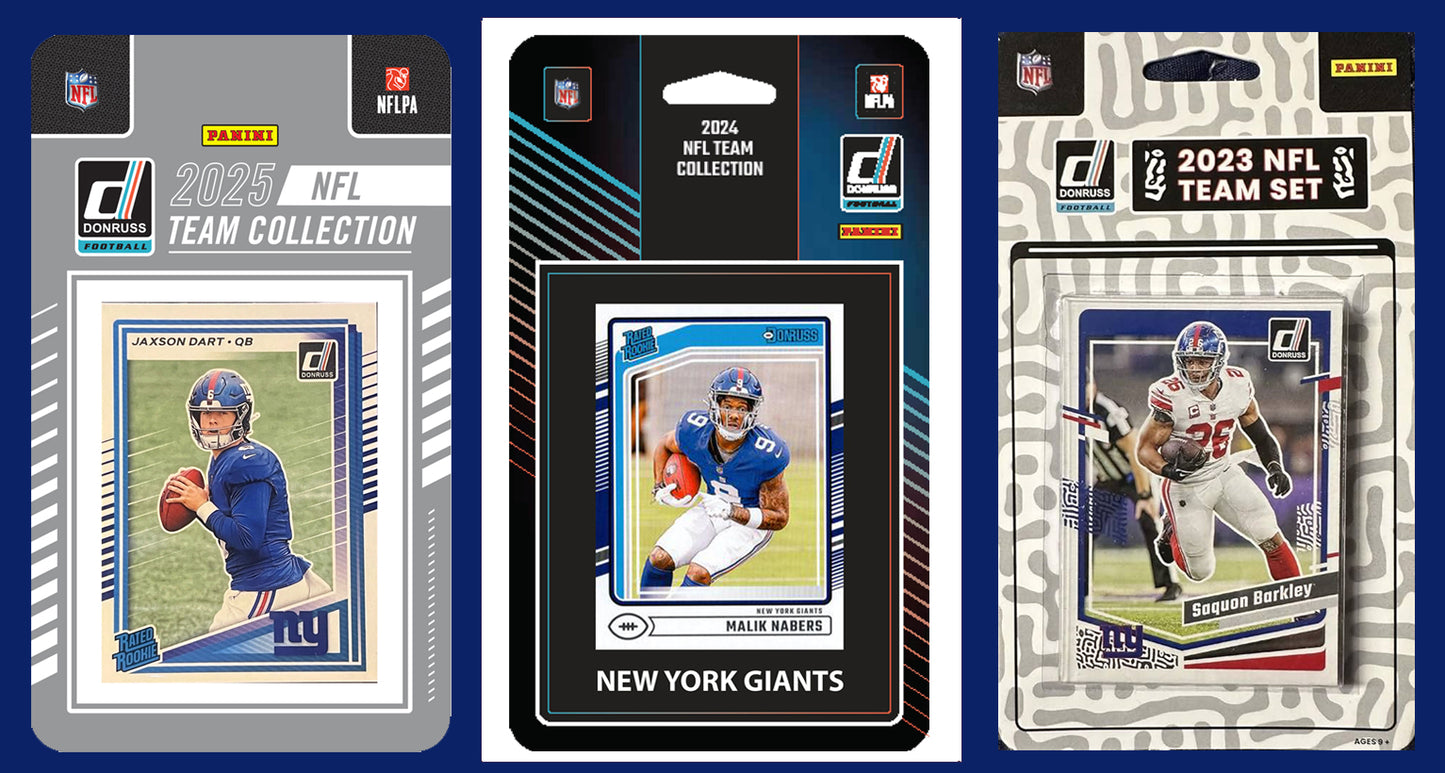 2025 2024 2023 Donruss NFL Factory Sealed Team Set 3 Pack New York Giants Jaxson Dart Nabers