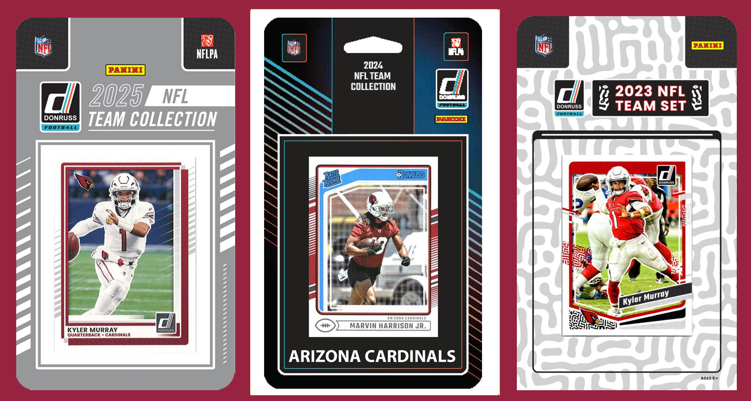 2025 2024 2023 Donruss NFL Factory Sealed Team Set 3 Pack Arizona Cardinals Kyler Murray hand-collated team set