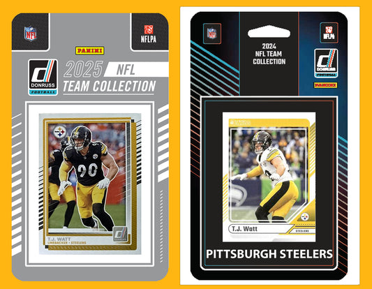 2025 2024 Donruss NFL Factory Sealed Team Set 2 Pack Pittsburgh Steelers TJ Watt