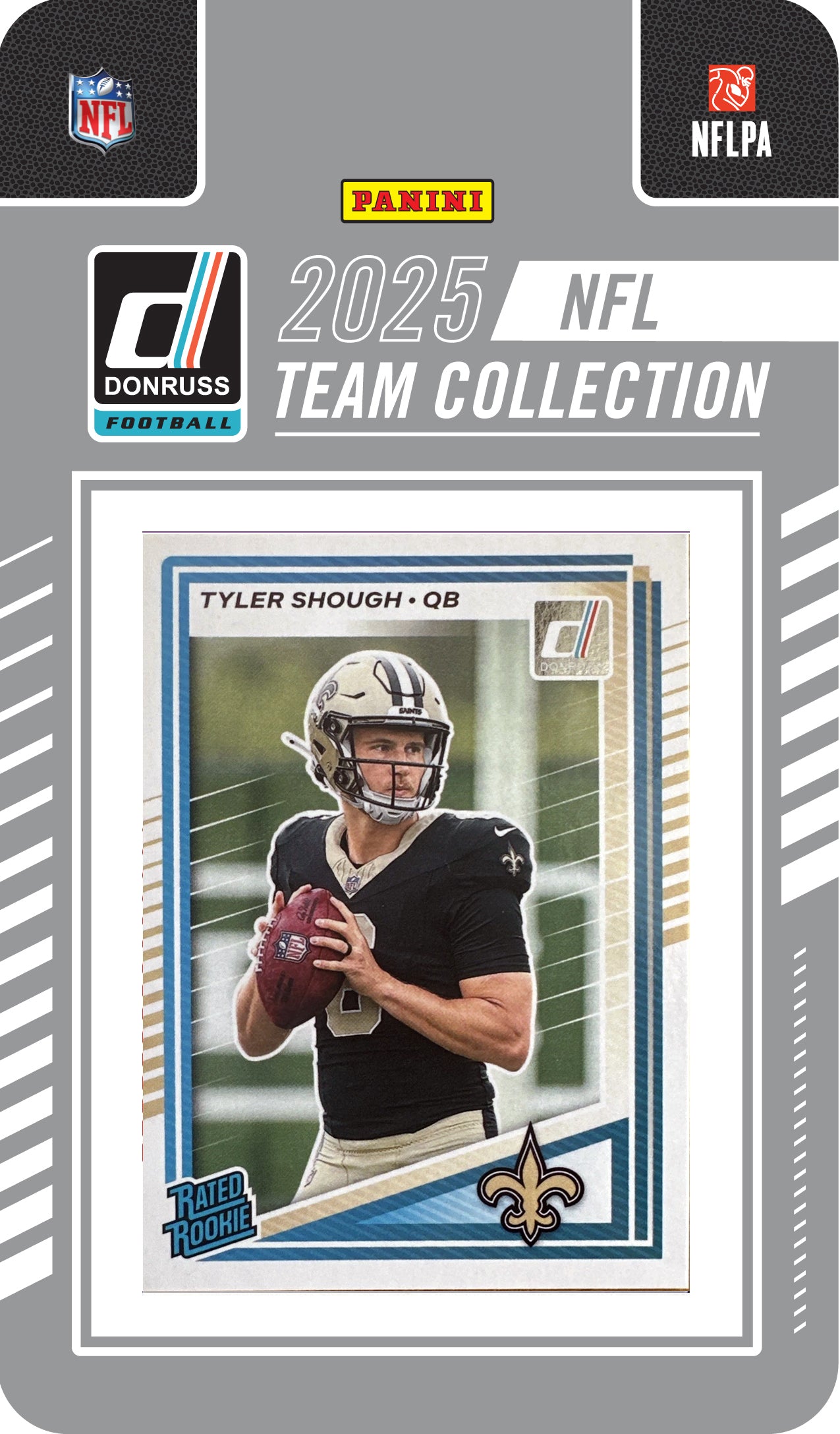 2025 2024 Donruss NFL Factory Sealed Team Set 2 Pack New Orleans Saints Tyler Shough RC Brees hand-collated team set