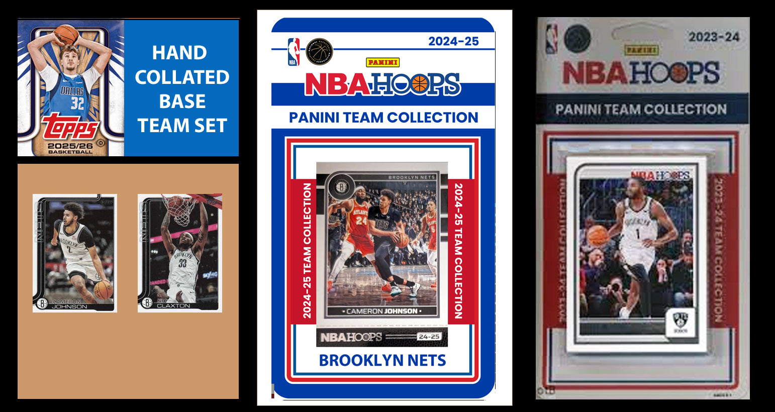 2025-26 2026 Topps Brooklyn Nets NBA Team Set + 2024 2023 Panini Hoops Cam Johnson plaque