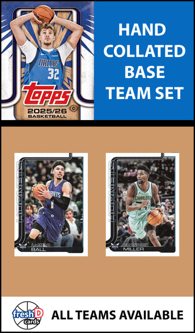 2025-26 2026 Topps Charlotte Hornets NBA Team Set + 2024 Panini Hoops Lamelo Ball plaque