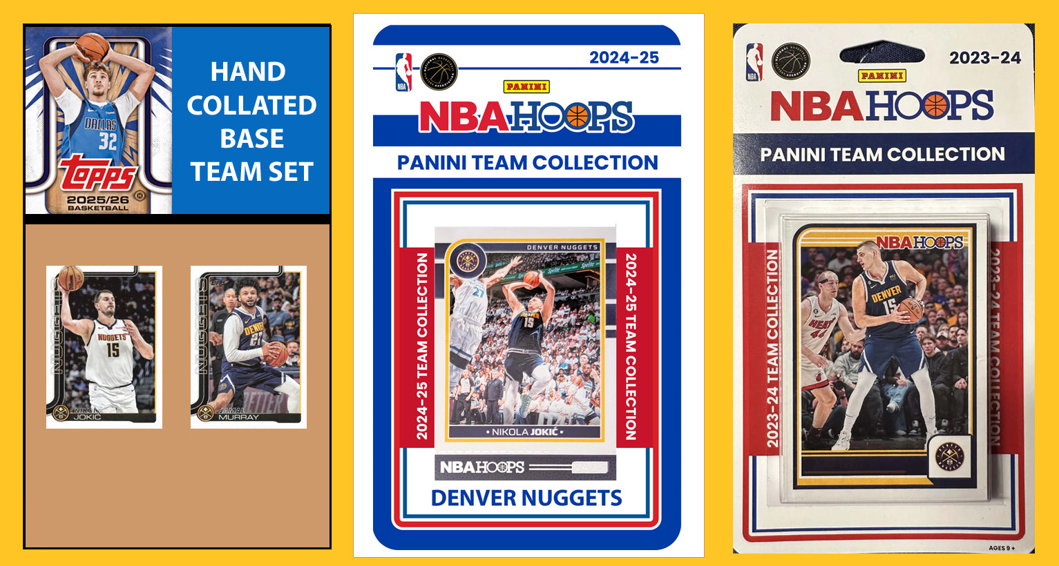 2025-26 2026 Topps Denver Nuggets NBA Team Set + 2024 2023 Panini Hoops Jokic plaque