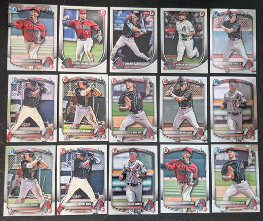2025 BOWMAN Chrome + Paper Prospects Team Set BCP Arizona Diamondbacks Yu-Min Lin Caldwell Corbin Carroll plaque