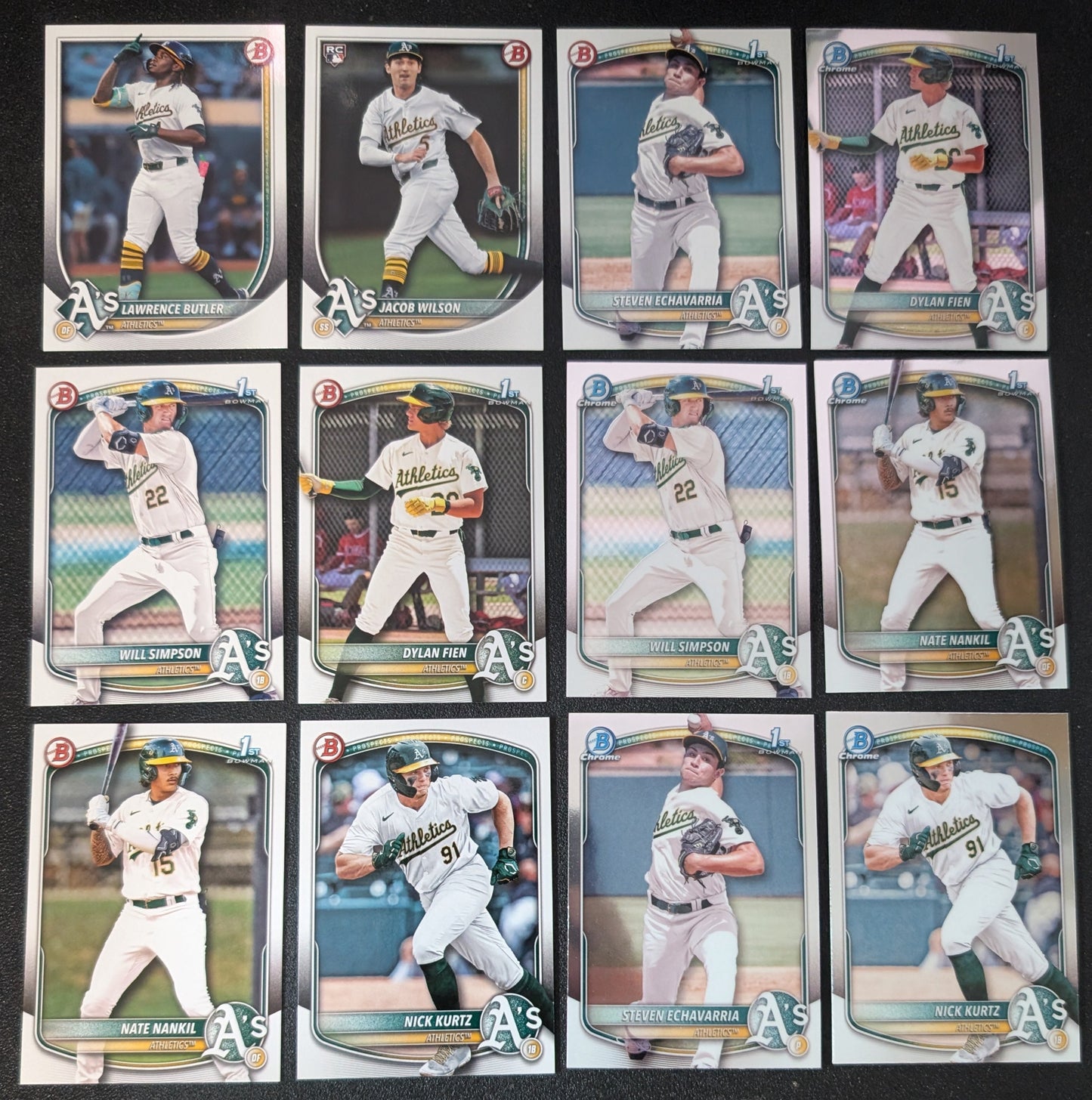 2025 BOWMAN Chrome + Paper Prospects Team Set BCP Athletics Jacob WIlson Fien Nakil Nick Kurtz plaque