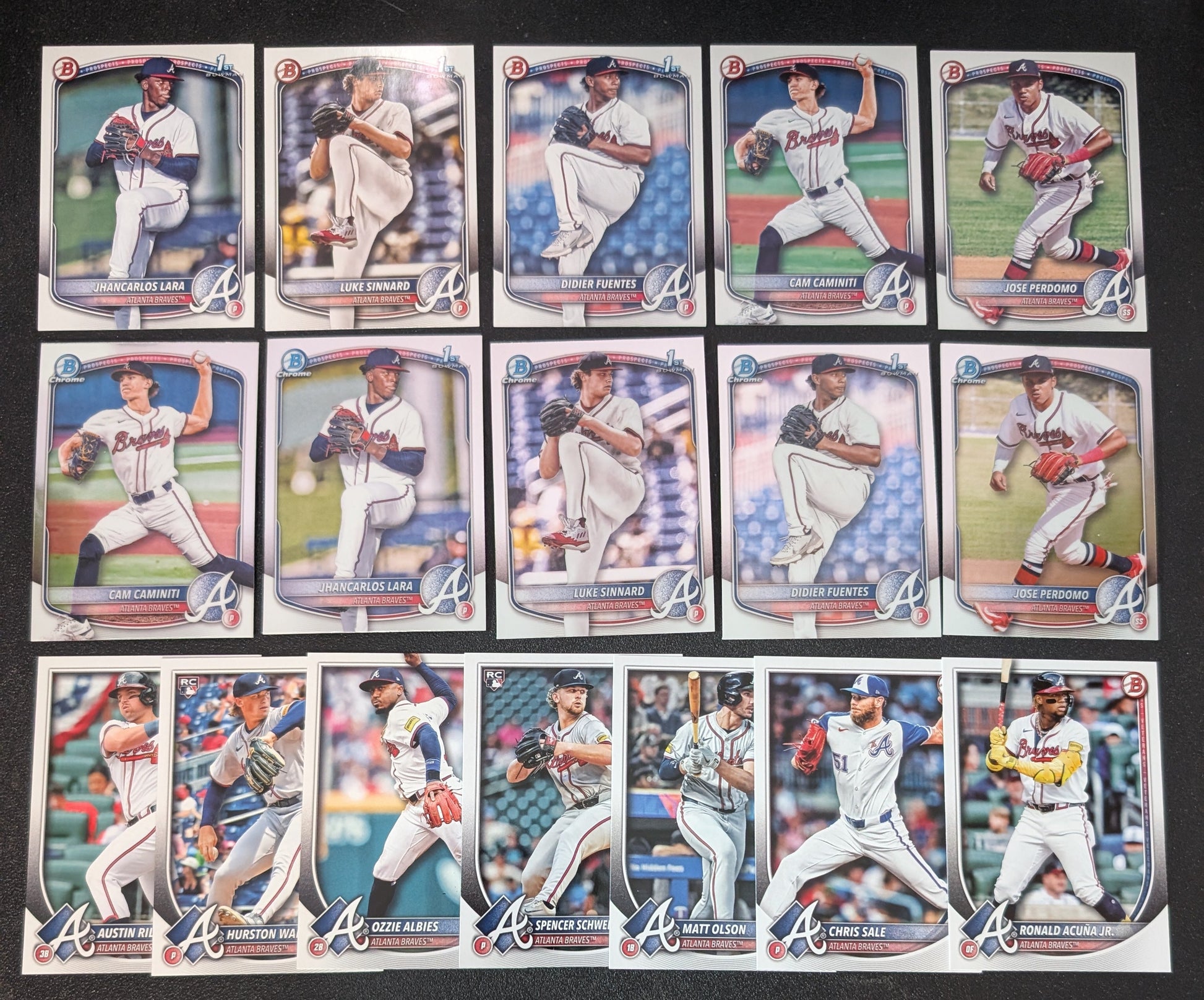 2025 BOWMAN Chrome + Paper Prospects Team Set BCP Atlanta Braves Acuna Schwellenbach Caminiti plaque