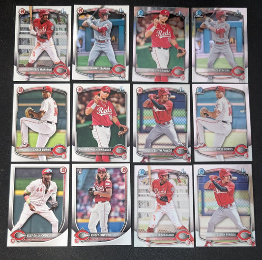 2025 BOWMAN Chrome + Paper Prospects Team Set BCP Cincinnati Reds Elly De La Cruz Sammy Stafura plaque