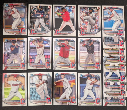 2025 BOWMAN Chrome + Paper Prospects Team Set BCP Cleveland Guardians Travis Bazzana Mooney plaque