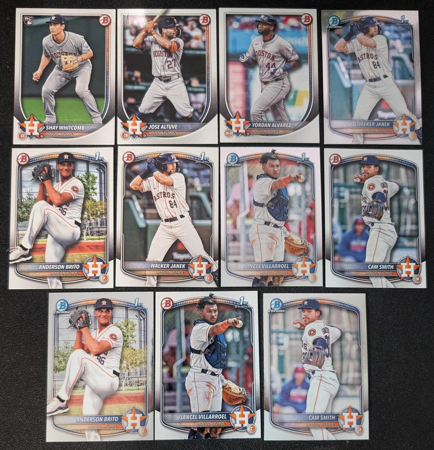 2025 BOWMAN Chrome + Paper Prospects Team Set BCP Houston Astros Cam Smith Walker Janek plaque