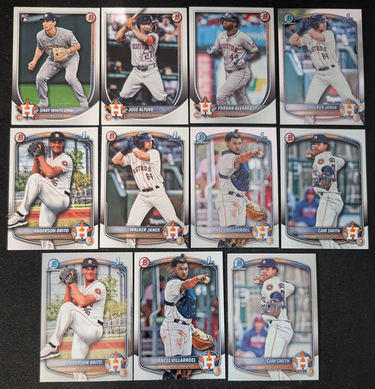 2025 BOWMAN Chrome + Paper Prospects Team Set BCP Houston Astros Cam Smith Walker Janek plaque