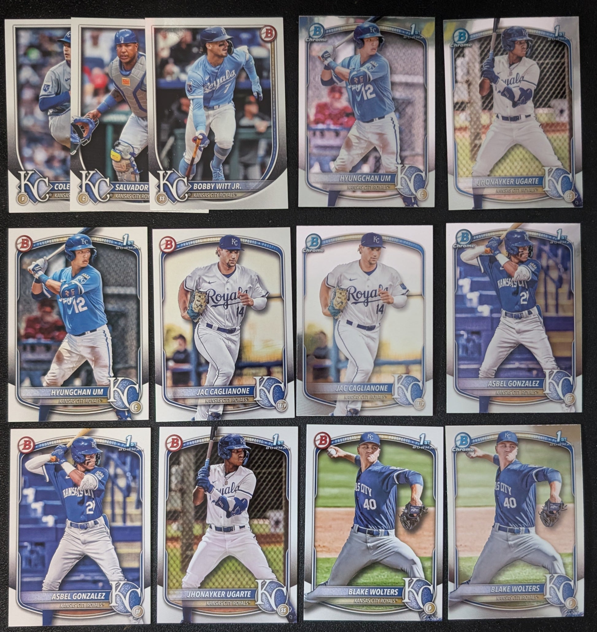 2025 BOWMAN Chrome + Paper Prospects Team Set BCP KC royals Jac Caglianone Bobby Witt Jr plaque