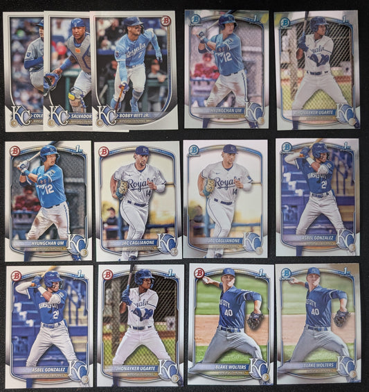 2025 BOWMAN Chrome + Paper Prospects Team Set BCP KC royals Jac Caglianone Bobby Witt Jr plaque