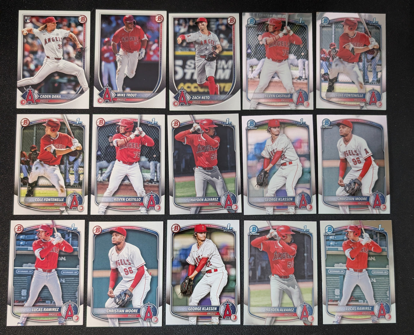 2025 BOWMAN Chrome + Paper Prospects Team Set BCP LA Angels Mike Trout Christian Moore plaque