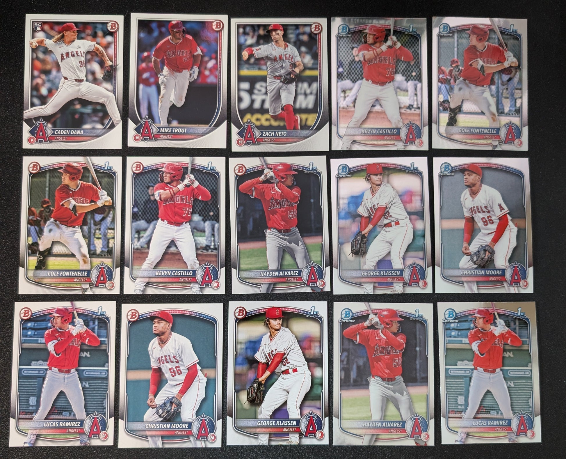 2025 BOWMAN Chrome + Paper Prospects Team Set BCP LA Angels Mike Trout Christian Moore plaque