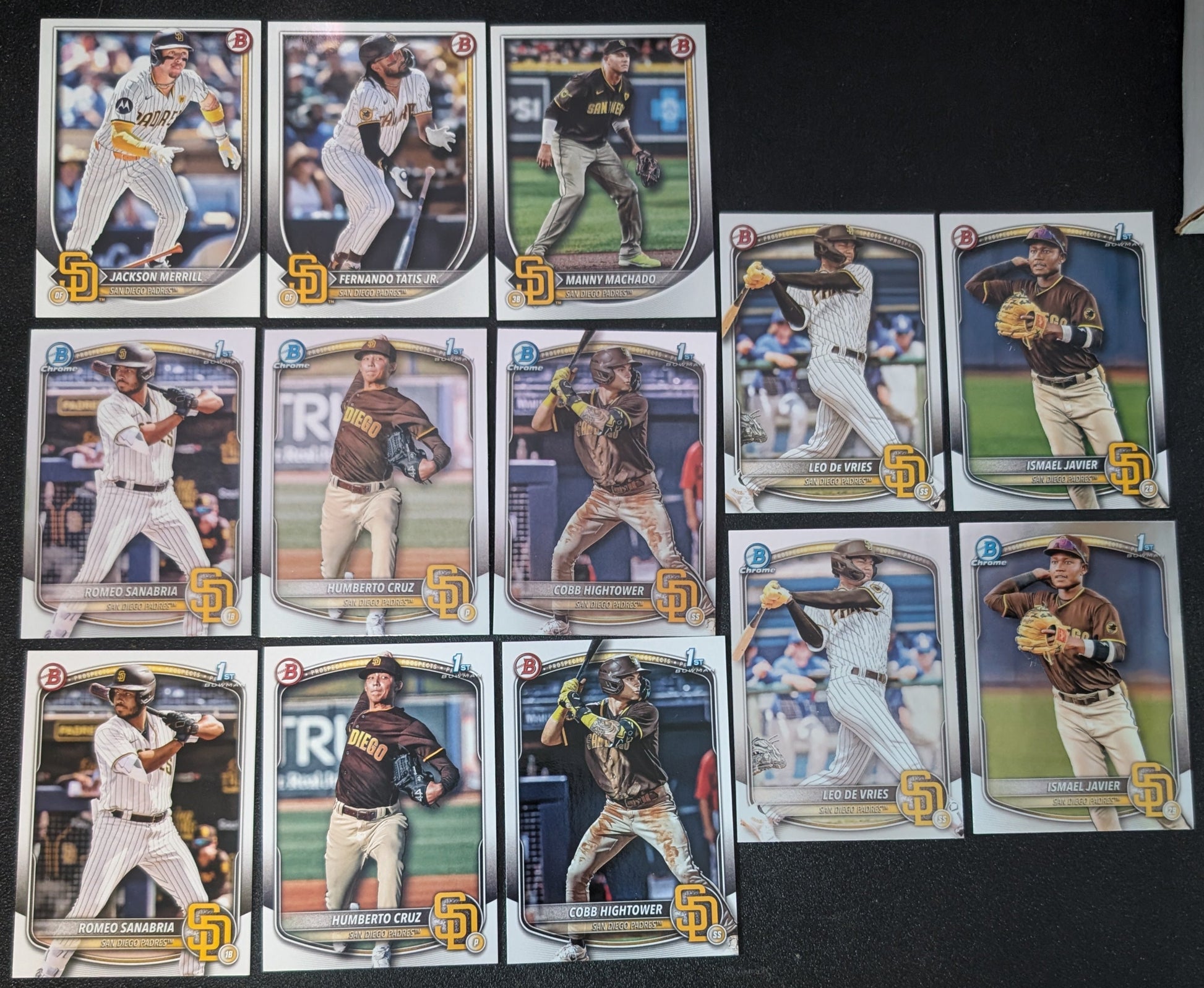 2025 BOWMAN Chrome + Paper Prospects Team Set BCP San Diego Padres Leo De Vries Tatis Merrill plaque