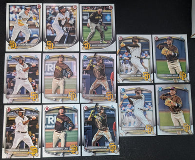 2025 BOWMAN Chrome + Paper Prospects Team Set BCP San Diego Padres Leo De Vries Tatis Merrill plaque