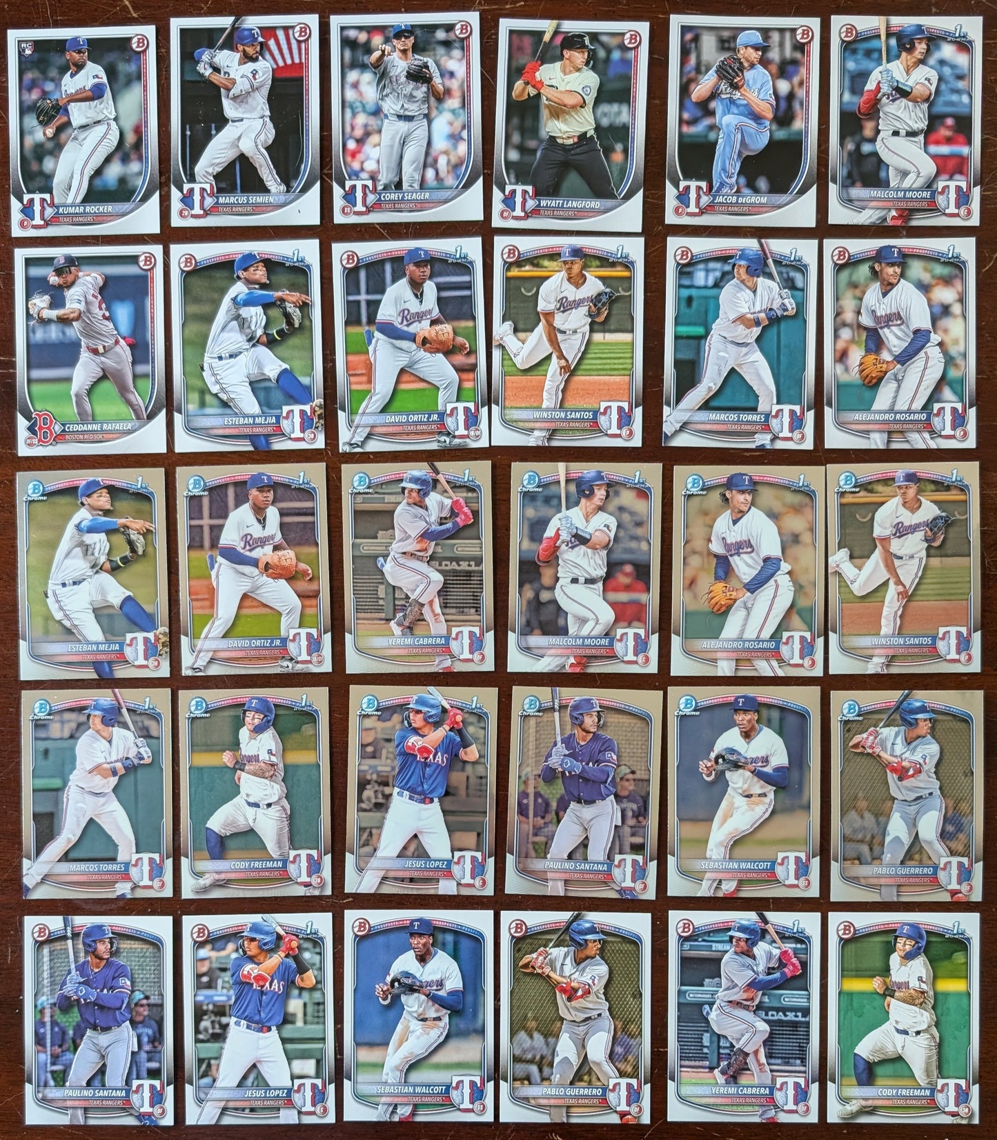 2025 BOWMAN Chrome + Paper Prospects Team Set BCP Texas Rangers Wyatt Langford Walcott plaque