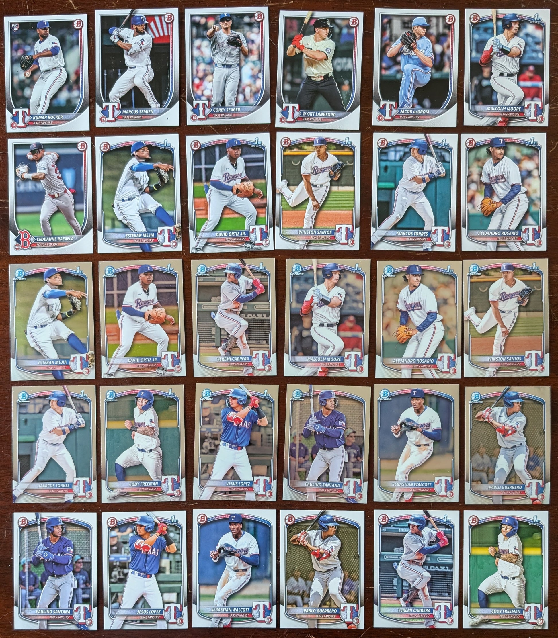 2025 BOWMAN Chrome + Paper Prospects Team Set BCP Texas Rangers Wyatt Langford Walcott plaque