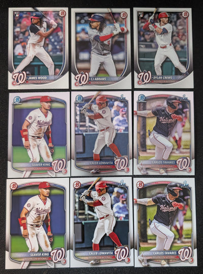 2025 BOWMAN Chrome + Paper Prospects Team Set BCP Washington Nationals Lomavita Crews James Wood plaque