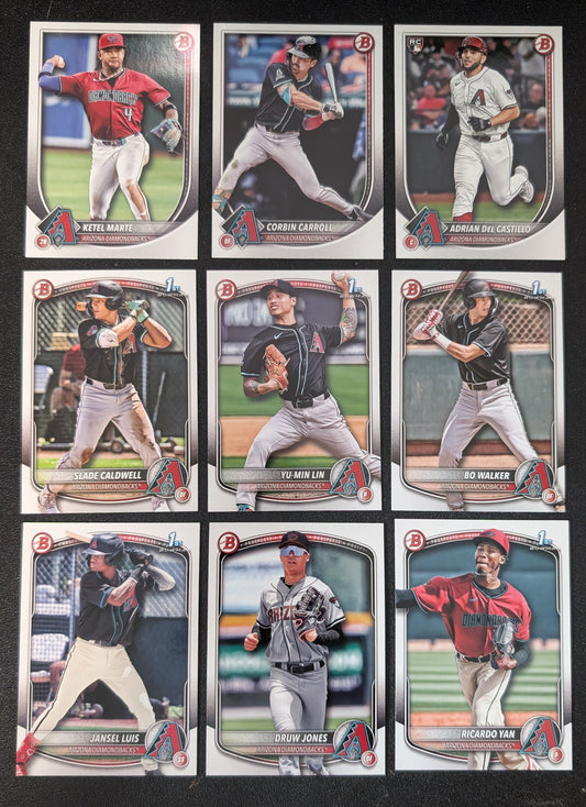 2025 BOWMAN Paper Prospects Team Set BP Arizona Diamondbacks Yu-Min Lin Caldwell Corbin Carroll plaque