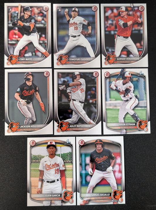 2025 BOWMAN Paper Prospects Team Set BP Baltimore Orioles Mayo Sugano Holliday Basallo plaque