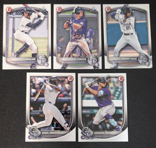 2025 BOWMAN Paper Prospects Team Set BP Colorado Rockies Charlie Condon Calaz Amador plaque