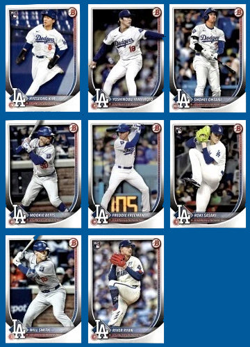 2025 Bowman Team Set Los Angeles Dodgers Ohtani Sasaki RC Freeman Betts Kim plaque