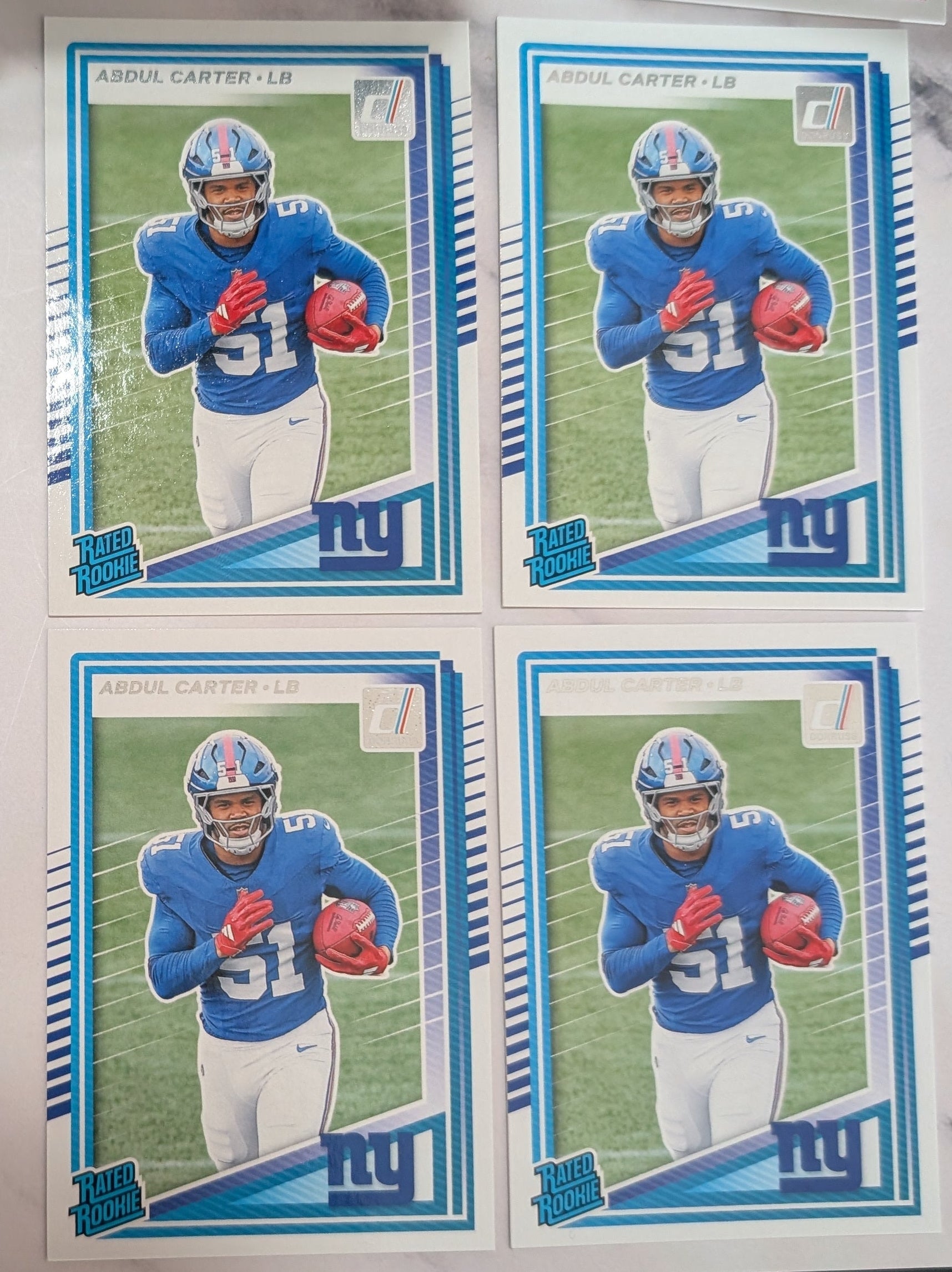 2025 Donruss Abdul Carter New York Giants Rated Rookie RC x4 plaque