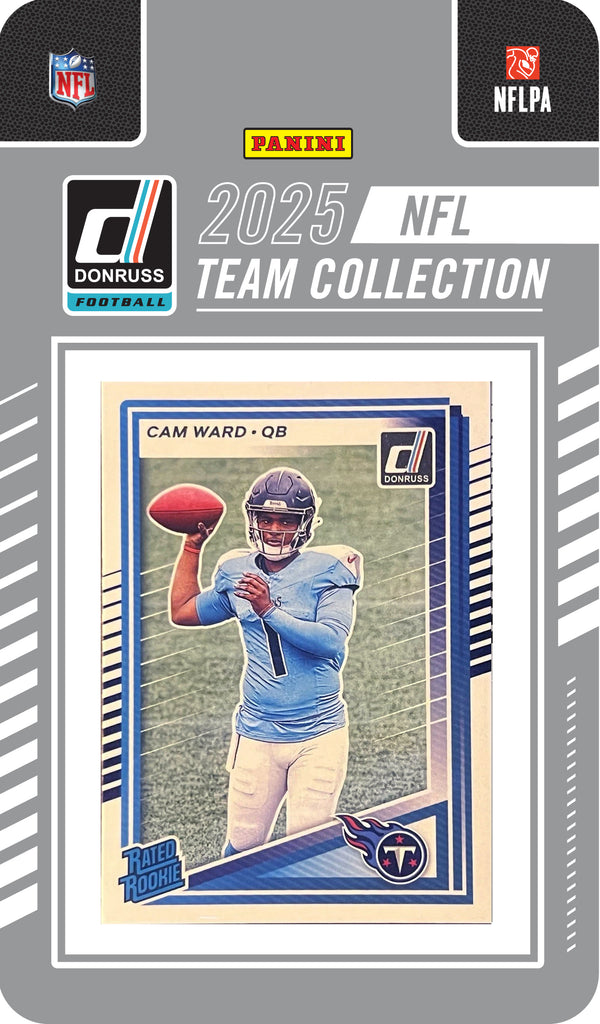 2025 Donruss NFL Factory Sealed Team Set Tennessee Titans - 350 Cam Ward RC hand-collated team set
